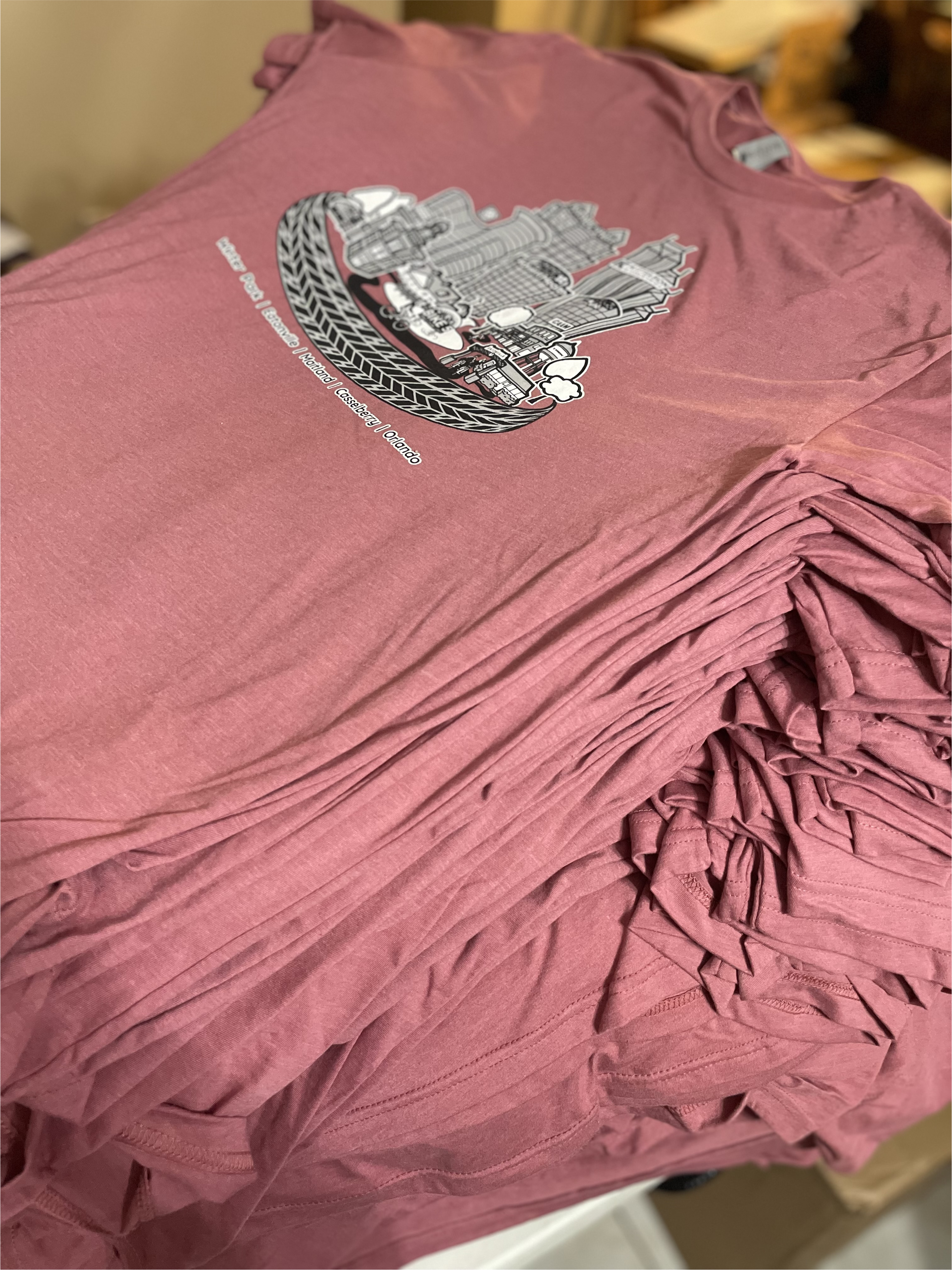Close-up of print on shirt showing soft hand feel